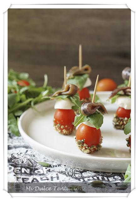 Pincho de Tomate, Queso y Anchoa