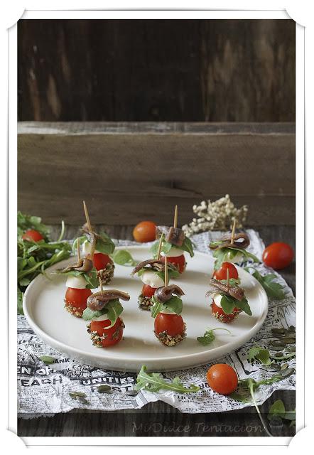 Pincho de Tomate, Queso y Anchoa