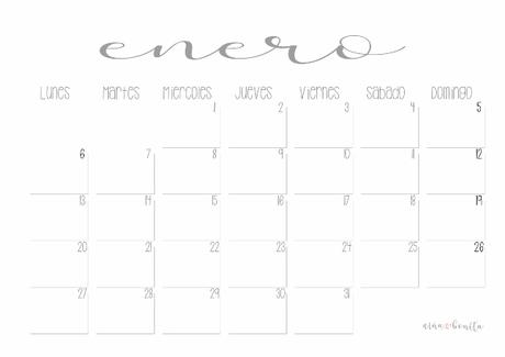 IMPRIMIBLE: Calendario enero 2020