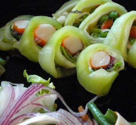 Rollos de pepino light (falso sushi) Rollos de pepino light (falso sushi)