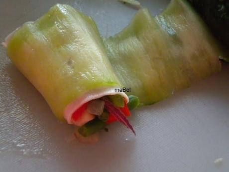 Rollos de pepino light (falso sushi) Rollos de pepino light (falso sushi)