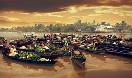 Floating market Sí, arroz con verduras y setas