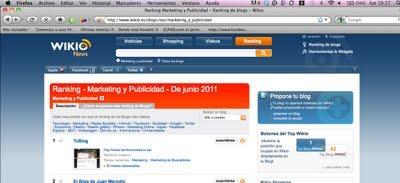 Ranking mensual wikio blogs de marketing