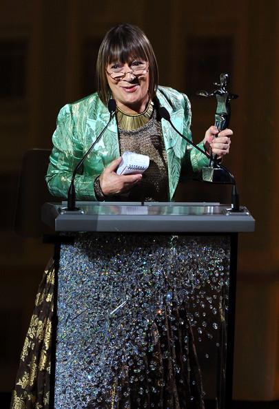 Media Award winner Hilary Alexander speaks on stage during the 2011 CFDA Fashion Awards at Alice Tully Hall, Lincoln Center on June 6, 2011 in New York City.