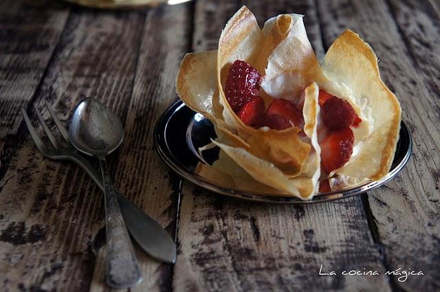 Flores de fruta y pasta filo