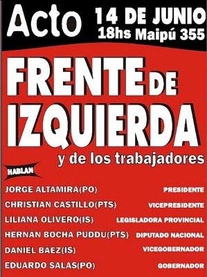 ACTO DEL FRENTE DE IZQUIERDA Y DE LOS TRABAJADORES