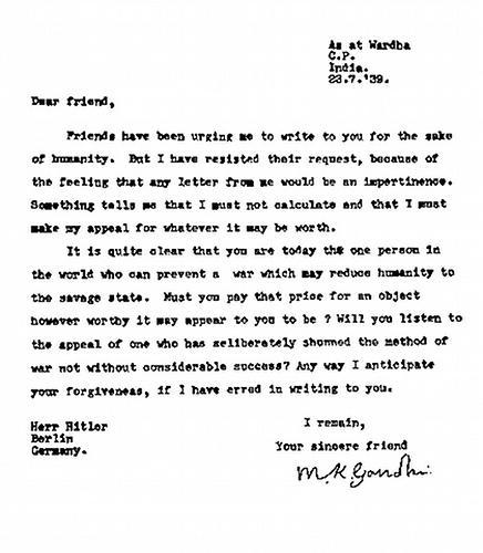Carta a Hitler carta de gandhi a hitler