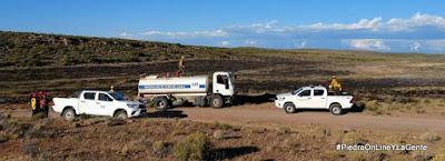 Incendio de pastizales en la zona de Piedra Pintada