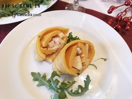 Rollo de boniato con cóctel de marisco Rollo de boniato con cóctel de marisco