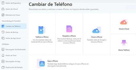 Anytrans para cambiar de teléfono
