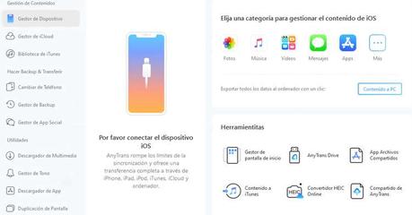 Gestor de Dispositivo en Anytrans para iOS