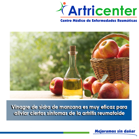 Artricenter: Vinagre de sidra de manzana es muy eficaz para aliviar ciertos síntomas de la artritis reumatoide