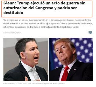 Glenn: Trump ejecutó un acto de guerra sin autorización del Congreso y podría ser destituido