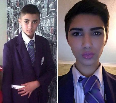 Chico de 17 años pasó de un #look militar en la escuela a lucir como #kimKardashian  /  #Transgenero #Gay  (FOTOS)