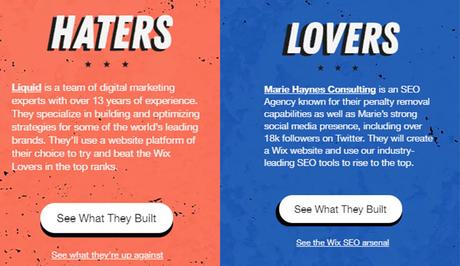 Descripción Lovers Y Haters Wix Seo Battle