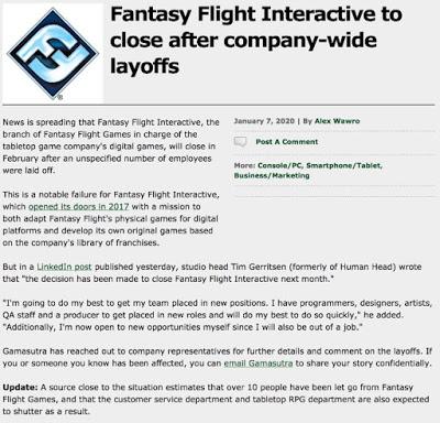 FFG cierra FFG Interactive, FFG RPG y Atención al Cliente