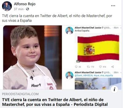 TVE cierra la cuenta en Twitter de Albert, el niño de Masterchef, por sus vivas a España