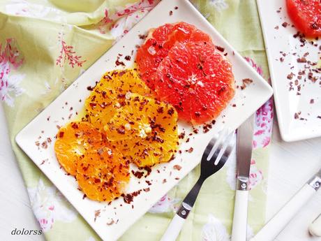 Postre de pomelo, naranja y mandarina con sal y aceite de oliva virgen extra