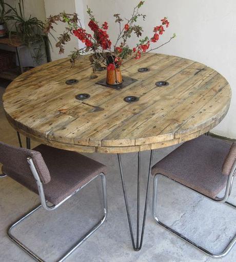 Ideas para Mesa hecha con Bobina de cable de Madera Ideas para Mesa hecha con Bobina de cable de Madera