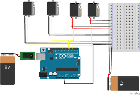 Intermedio 11: Servo motores SG90 controlados por Arduino a 9v. Intermedio 11: Servo motores SG90 controlados por Arduino a 9v.