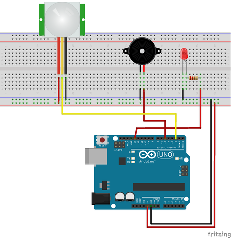 Alarma con sensor PIR HC-SR501 (Sensor de movimiento) Alarma con sensor PIR HC-SR501 (Sensor de movimiento)