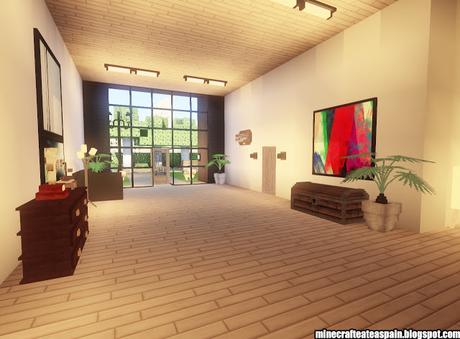 Creaciones Minecrafteate: Casa Moderna Blanco y Gris con jardín en Minecraft.