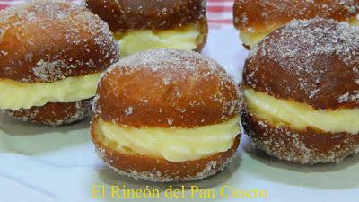 Receta de pelotas de fraile (Bollos dulces rellenos de crema)