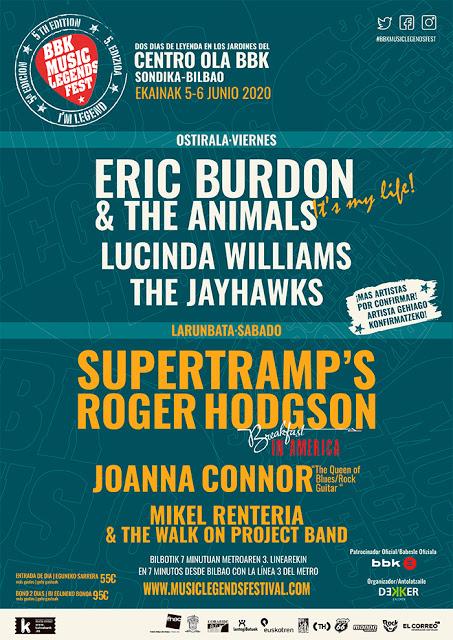 Eric Burdon y Lucinda Williams se suman a Roger Hodgson y The Jayhawks en el BBK Music Legends Festival Eric Burdon y Lucinda Williams se suman a Roger Hodgson y The Jayhawks en el BBK Music Legends Festival