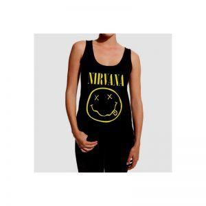 Historia de Los Logotipos de las Bandas de Música camiseta nirvana mujer