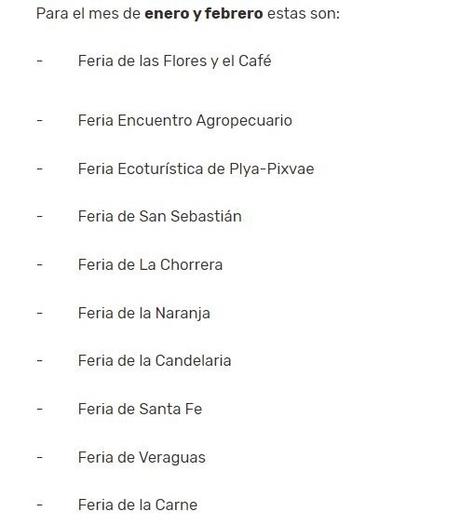 Calendario de ferias nacionales de Panamá 2020