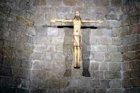 Increíble escultura de madera de Cristo en Sant  Feliu de Guixols. 