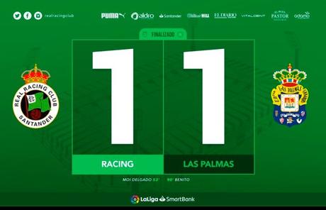Racing 1 – Las Palmas 1: sin levantar cabeza