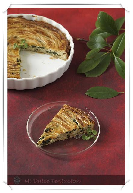 Espiral Quiche de Espaguettis y Cabrales