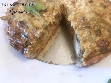 Quiche sin gluten de gambas y puerros Quiche sin gluten de gambas y puerros