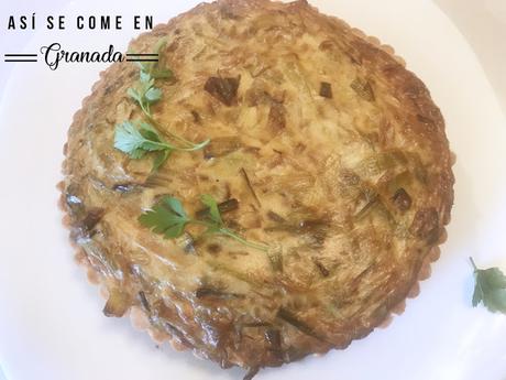 Quiche sin gluten de gambas y puerros Quiche sin gluten de gambas y puerros