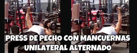 Press de pecho con mancuernas unilateral alternado