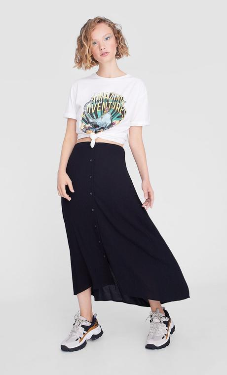 Falda Larga De Flores Con Tenis