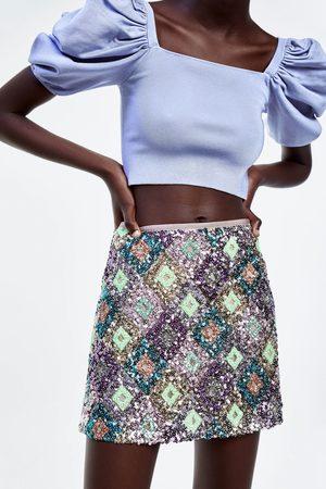 Falda De Lentejuelas De Colores De Zara