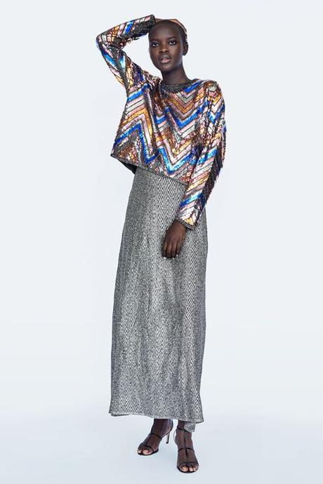 Falda De Lentejuelas De Colores De Zara