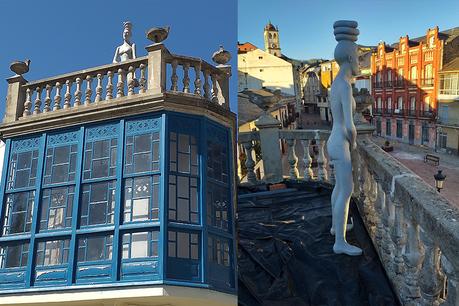 Veciñanza del artista barquense Iván Prieto ocupa toda la fachada de un edificio de la Plaza Mayor y la azotea de otro edificio enfrente de éste