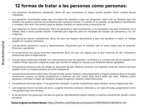 Una docena de maneras de tratar a las personas como personas.
