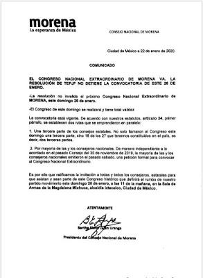 ESPÁNTAME PANTEÓN  O LO QUE ES LO MISMO: EL CONGRESO NACIONAL EXTRAORDINARIO DE MORENA, VA