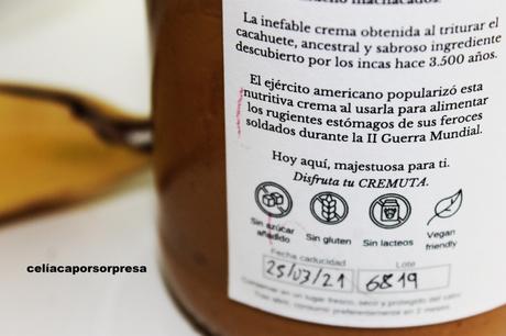 CREMUTA, CREMA DE CACAHUETE SIN GLUTEN Y 100% NATURAL