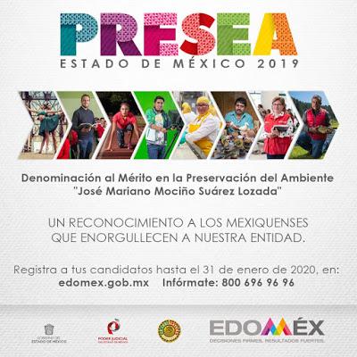 CONVOCA GEM A PARTICIPAR EN LA PRESEA ESTADO DE MÉXICO 2019 AL MÉRITO EN LA PRESERVACIÓN DEL AMBIENTE