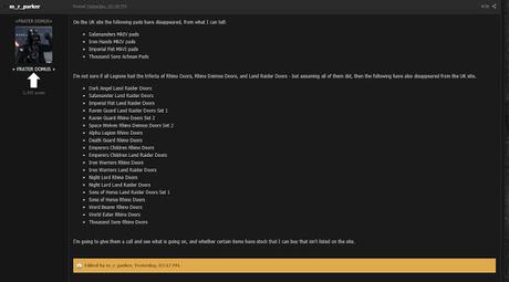 Listado de productos de FW sacados de la venta