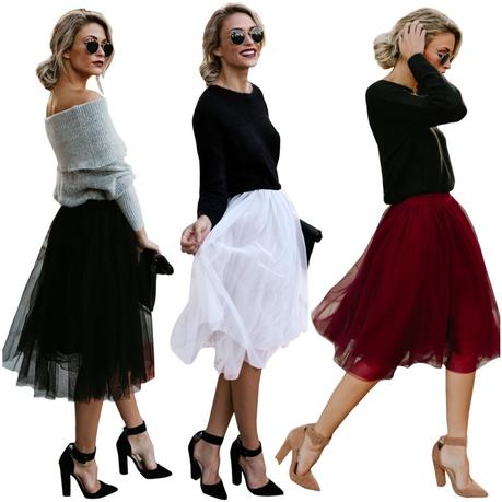 Falda Tul Blanca Mujer