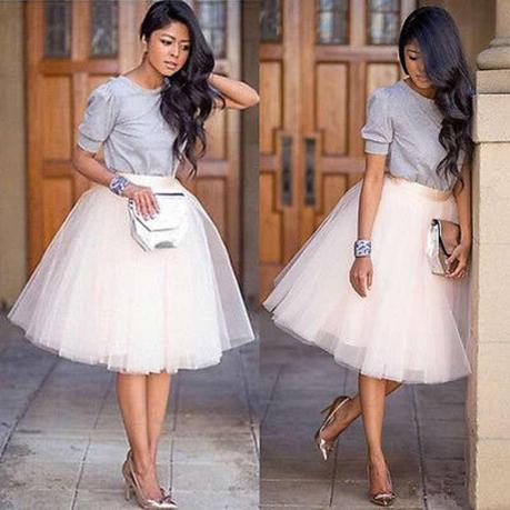 Falda Tul Blanca Mujer