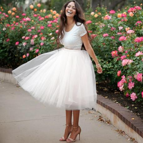 Falda Tul Blanca Mujer