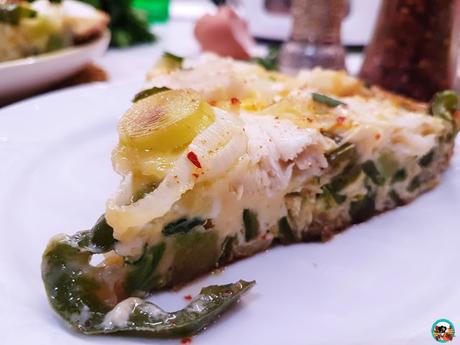 Frittata de bacalao y pimientos verdes