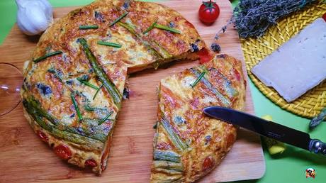 Frittata de bacalao y pimientos verdes